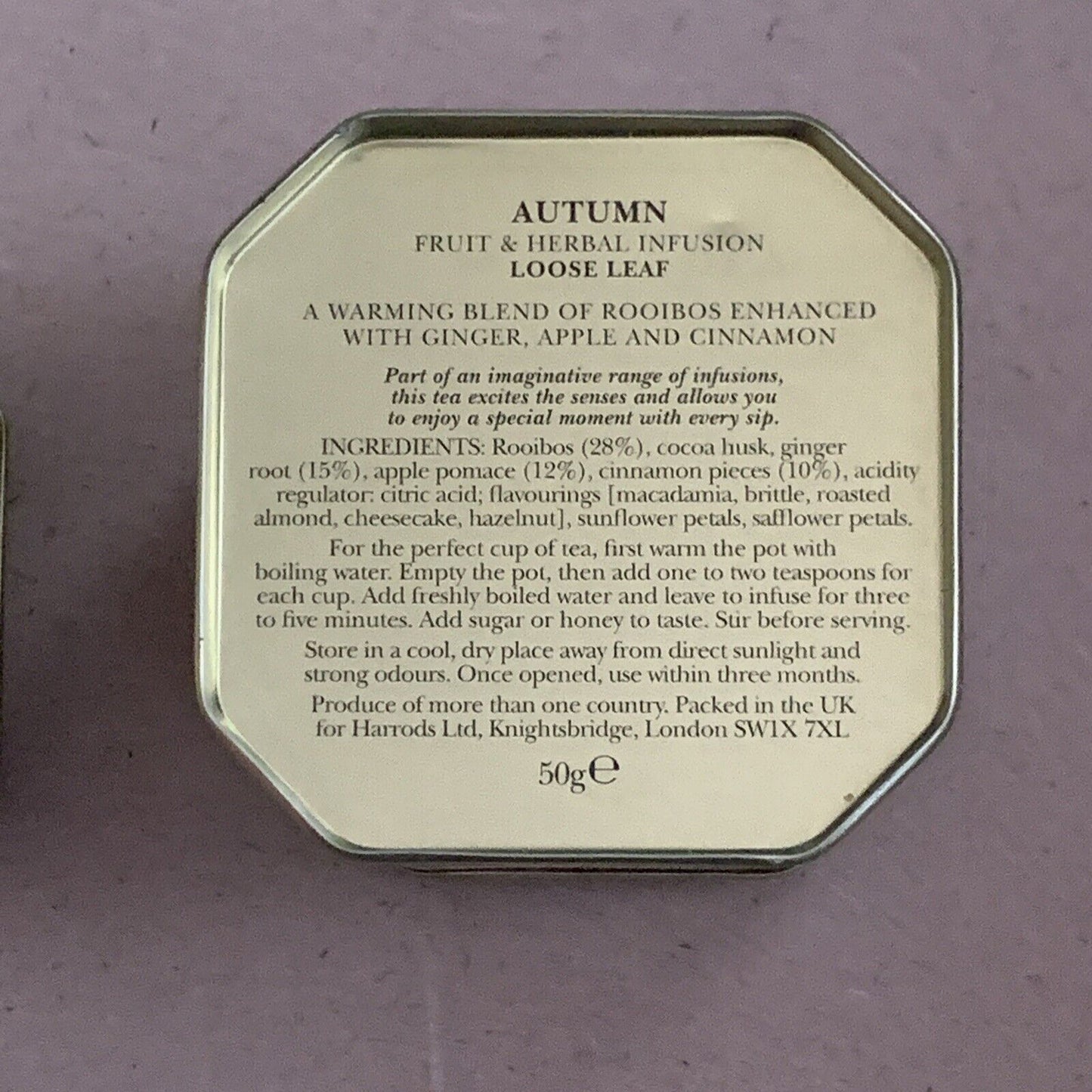 Metal Tin HARRODS Tea Caddy Set X 3 EMPTYCollectable Winter Autumn Summer NEW
