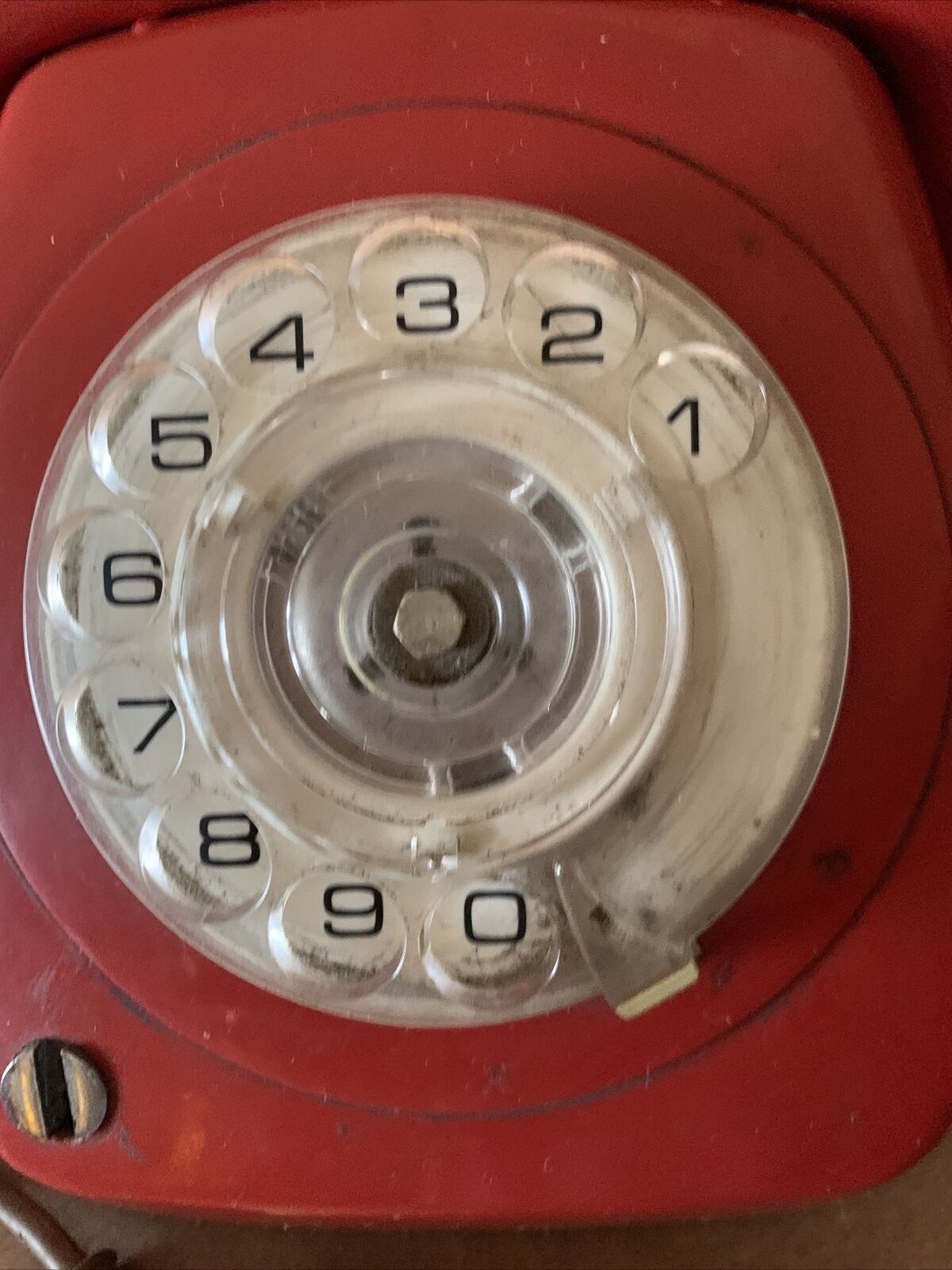 ROTARY DIAL TELEPHONE Red Lacquer Telecom AWA 5036 Lock (No Key) Untested RETRO