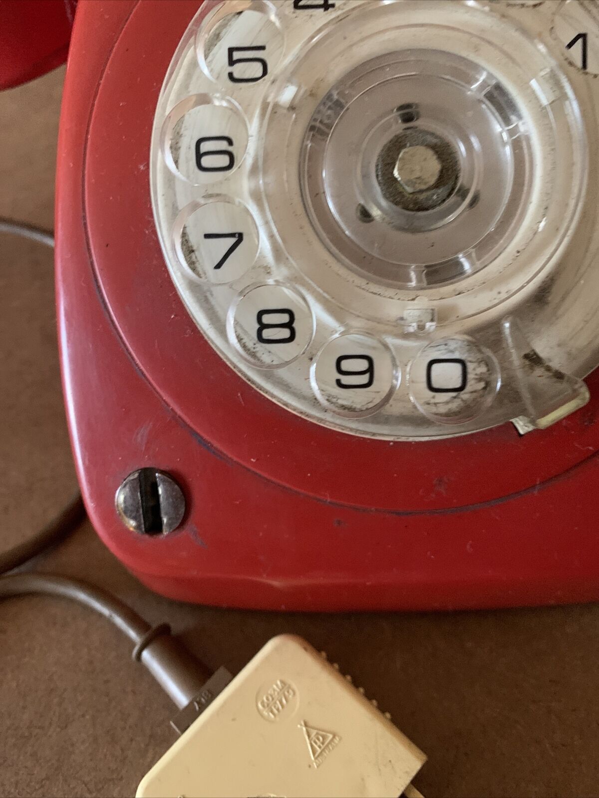 ROTARY DIAL TELEPHONE Red Lacquer Telecom AWA 5036 Lock (No Key) Untested RETRO