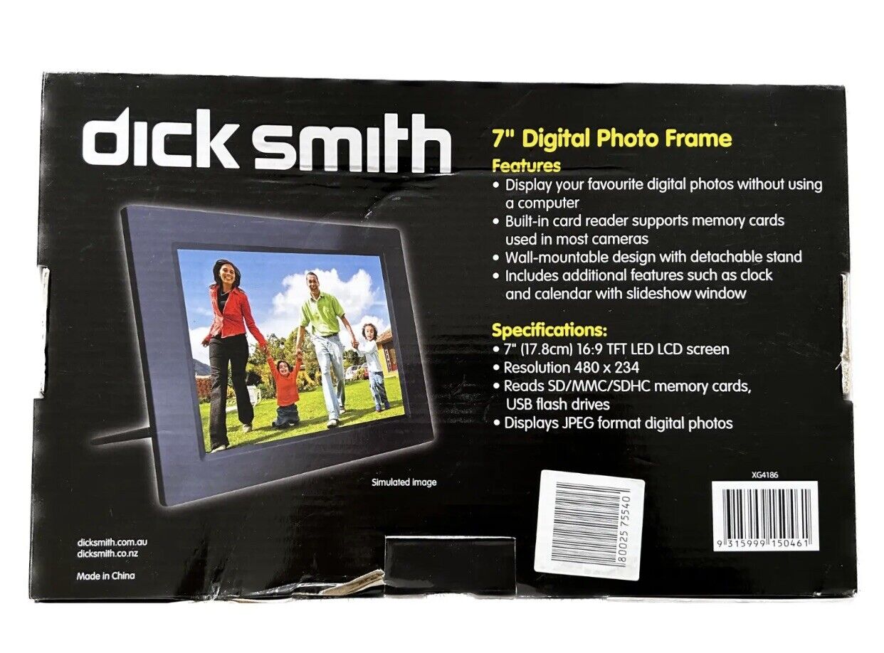 DICK SMITH 7" Digital Photo Frame Multimedia Player Usb Card Reader Jpeg Mp3 Avi
