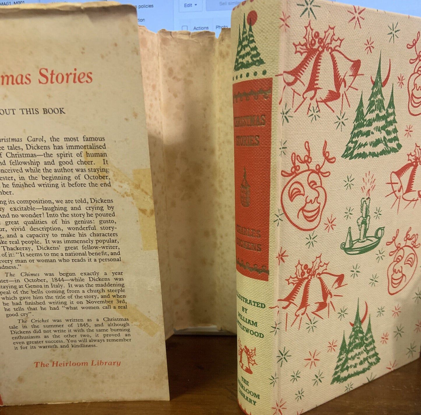 Vintage HC CHRISTMAS STORIES Charles Dickens Heirloom 1956 Colour Plates 288 pg