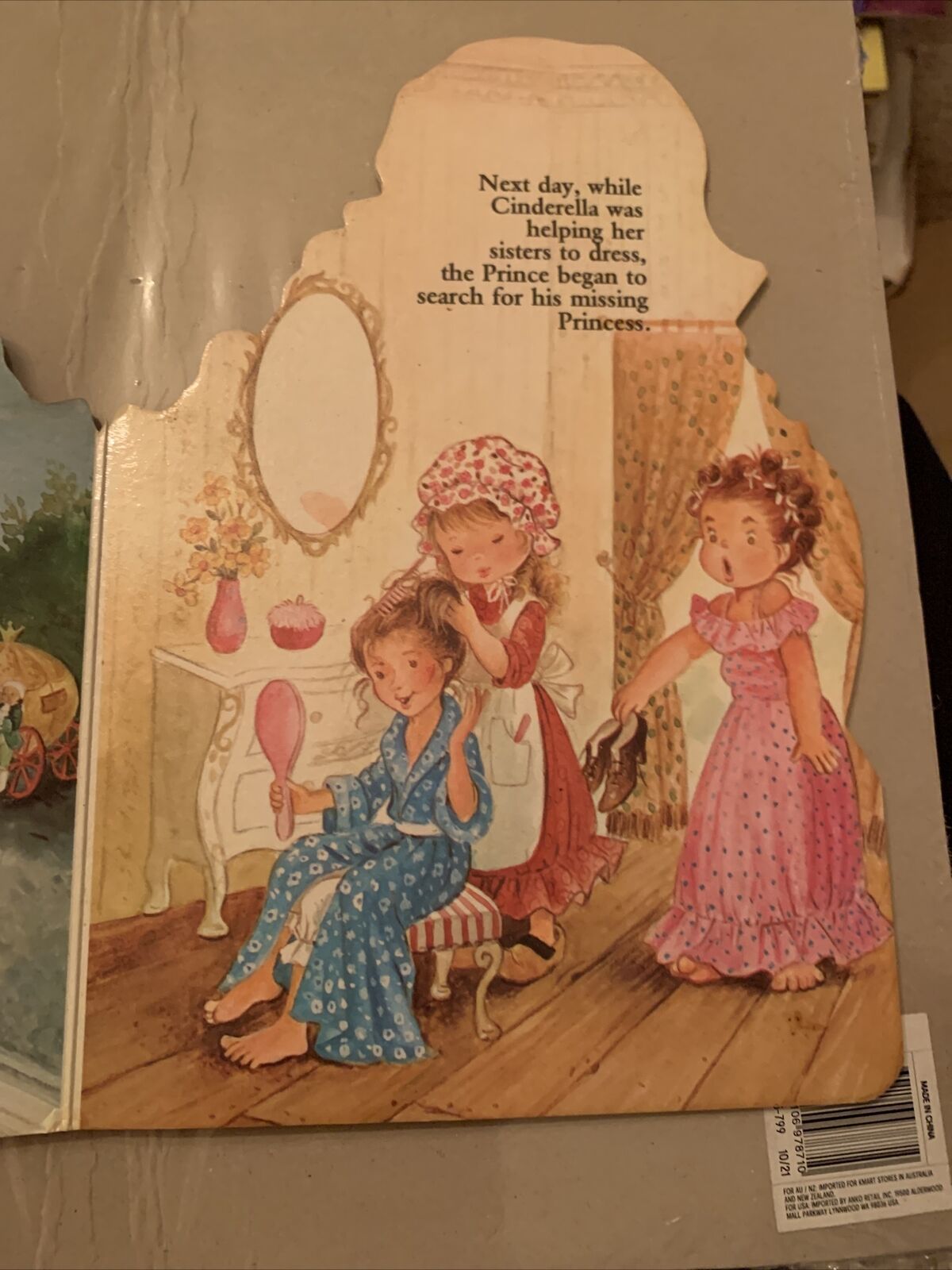 Vintage HC CINDERELLA Cut Out Board Book Fairy Tale Brown Watson England