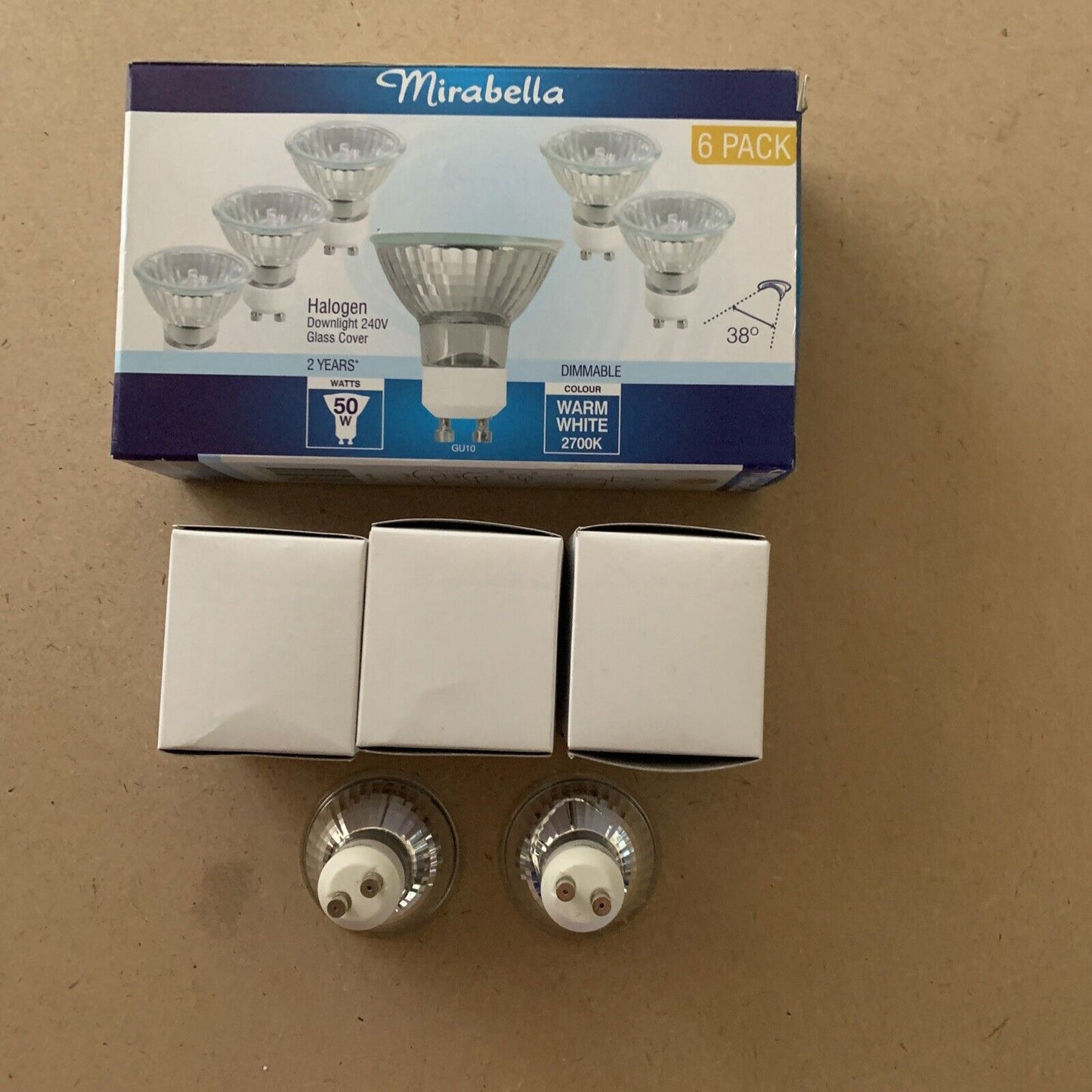 Mirabella 3 x 50W 240V Dimmable Halogen Downlight Globes Bulbs Lamps Warm White