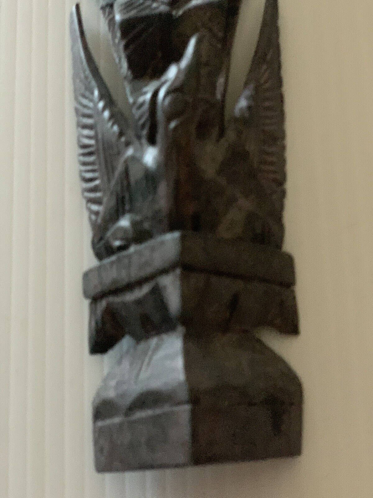 Indonesian VISHNU Statue Riding Garuda Bird Hand Carved Wooden Sculpture
