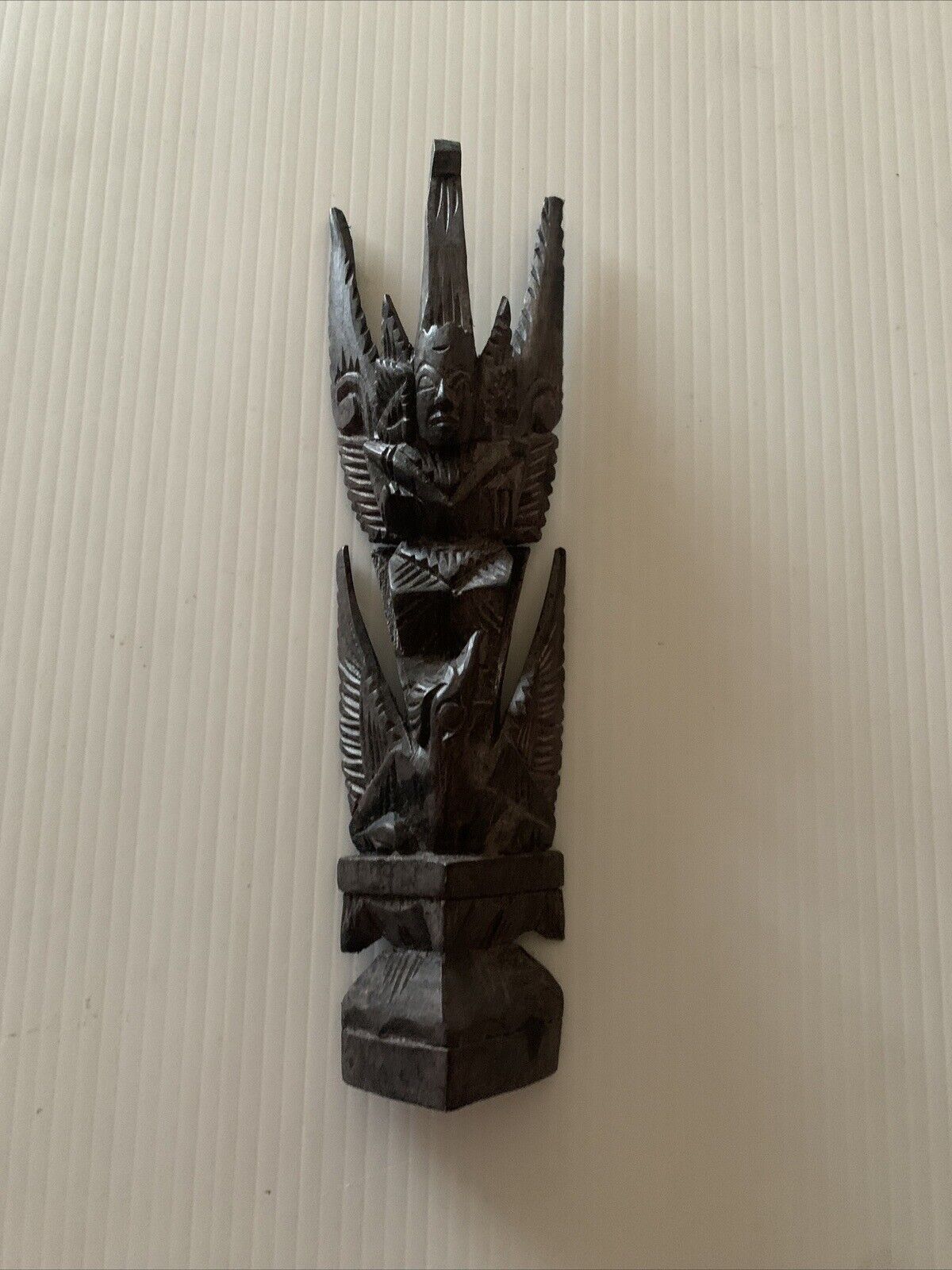 Indonesian VISHNU Statue Riding Garuda Bird Hand Carved Wooden Sculpture