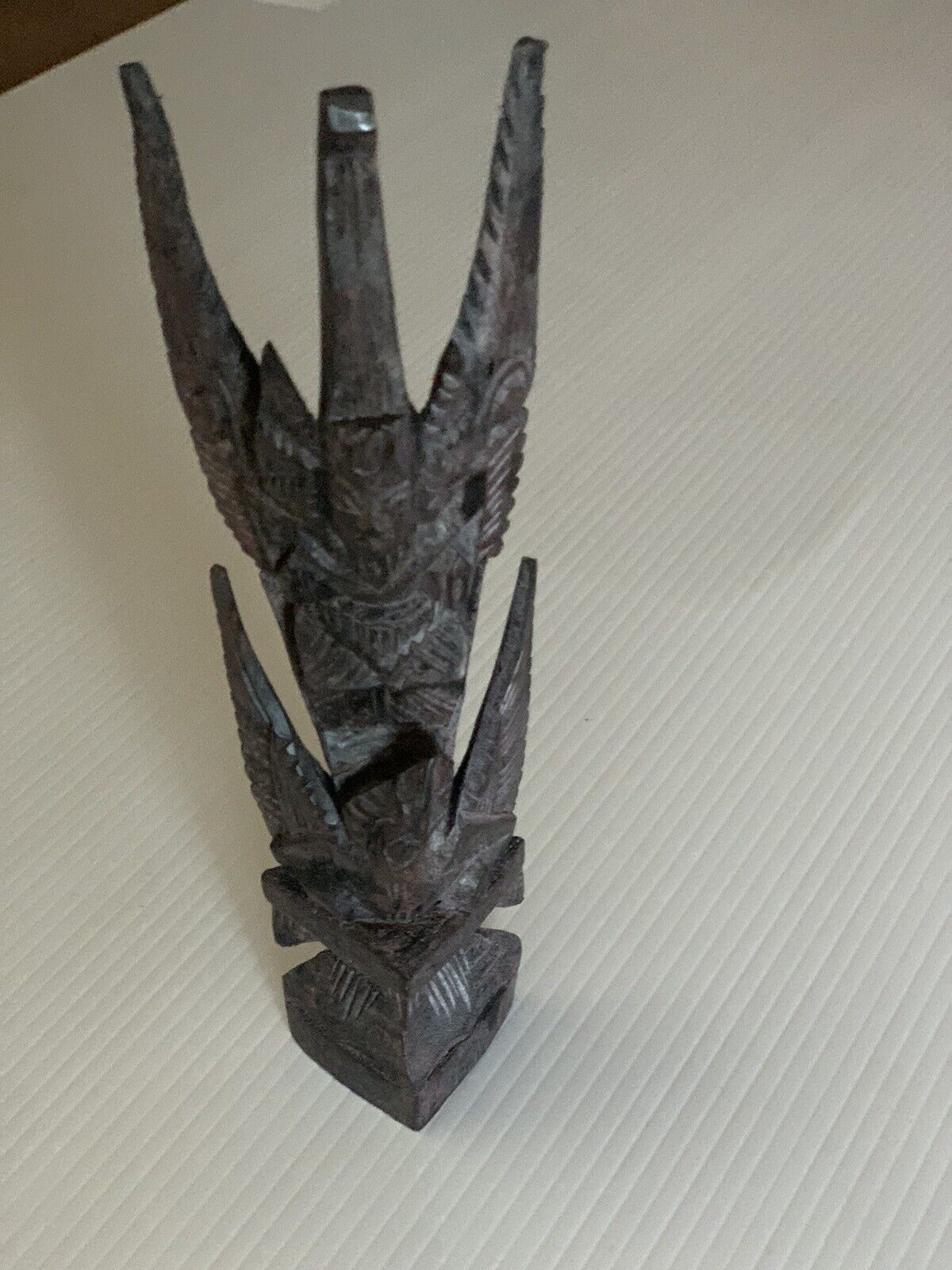 Indonesian VISHNU Statue Riding Garuda Bird Hand Carved Wooden Sculpture