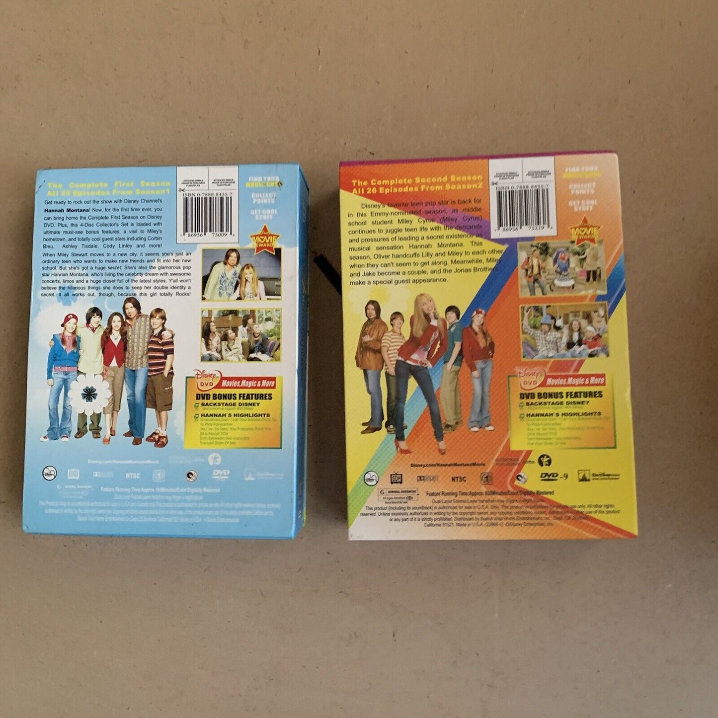 2 x EMPTY BOX ONLY Hannah Montana Complete Seasons 1 & 2 DVD First Second Series