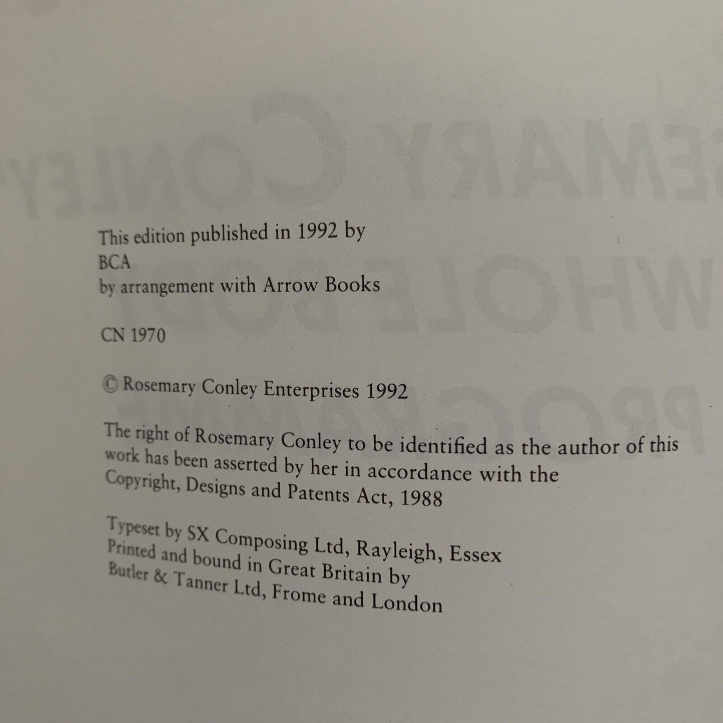 HC Book Rosemary Conley's WHOLE BODY PROGRAMME By Rosemary Conley 1992
