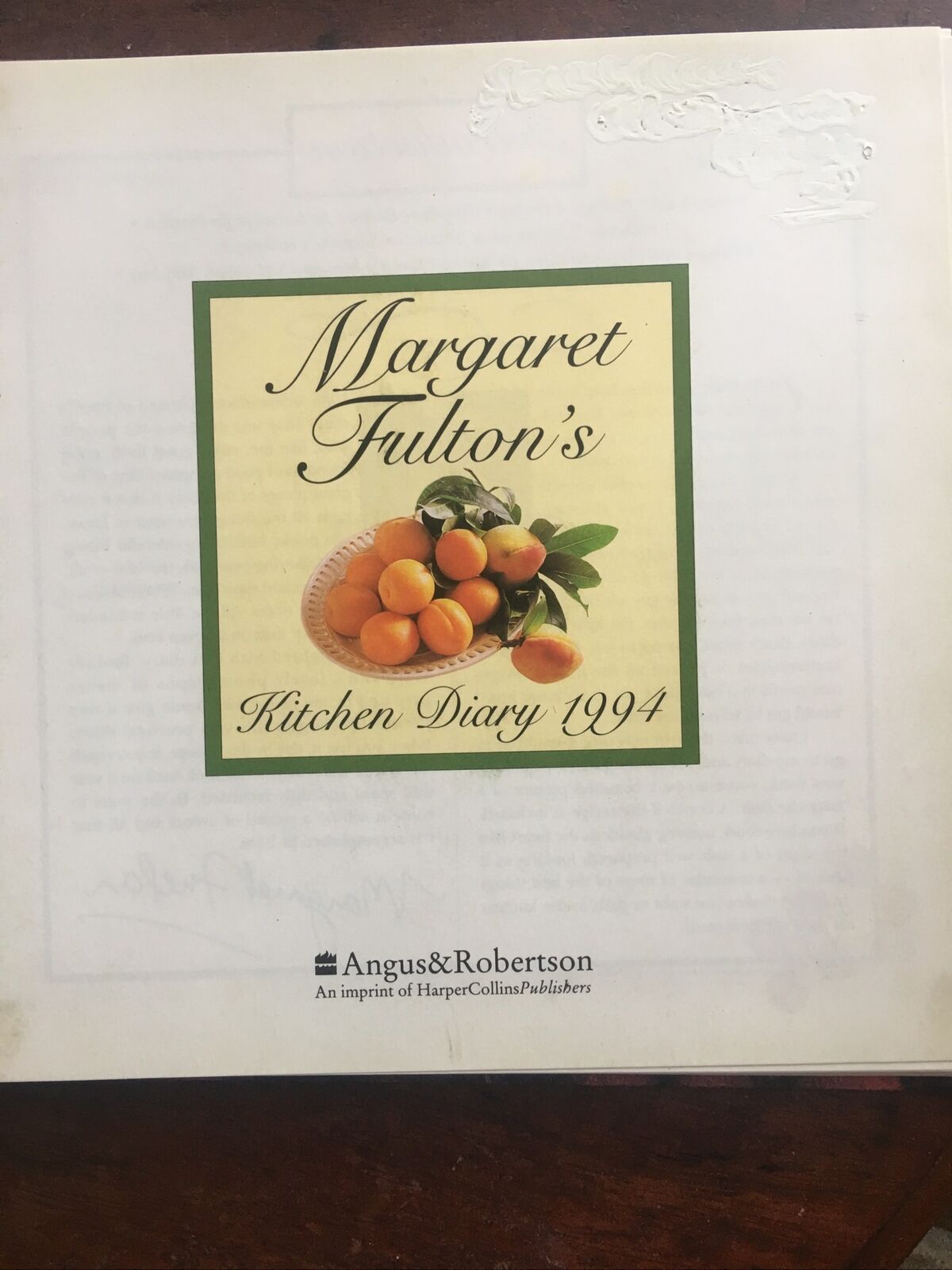 HC Book Margaret Fulton’s Kitchen DIARY 1994 1995 Calendar Spiral Ring Year