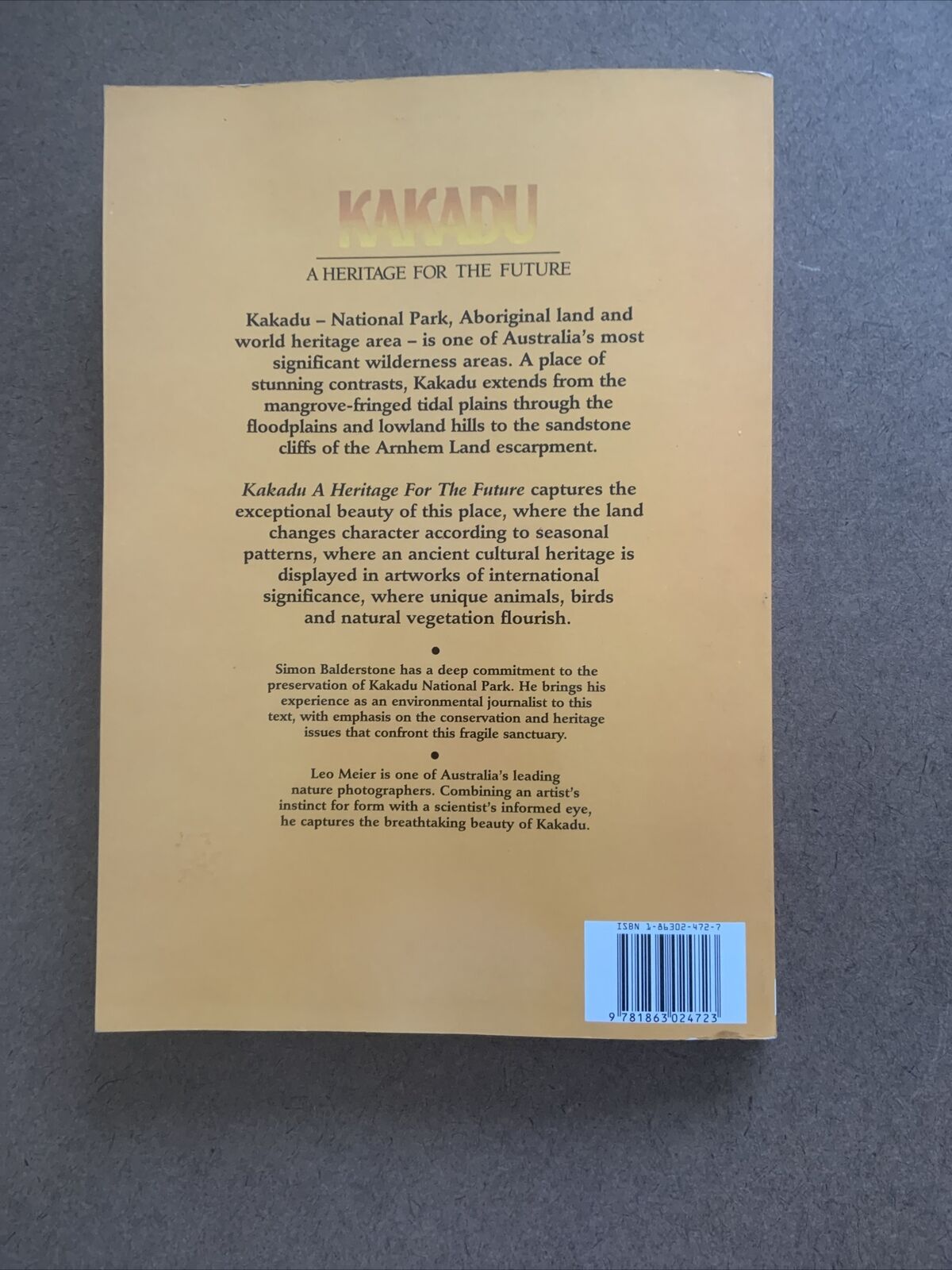 PB KAKADU a Heritage for the Future Meier / Balderstone Large Book Inscribed