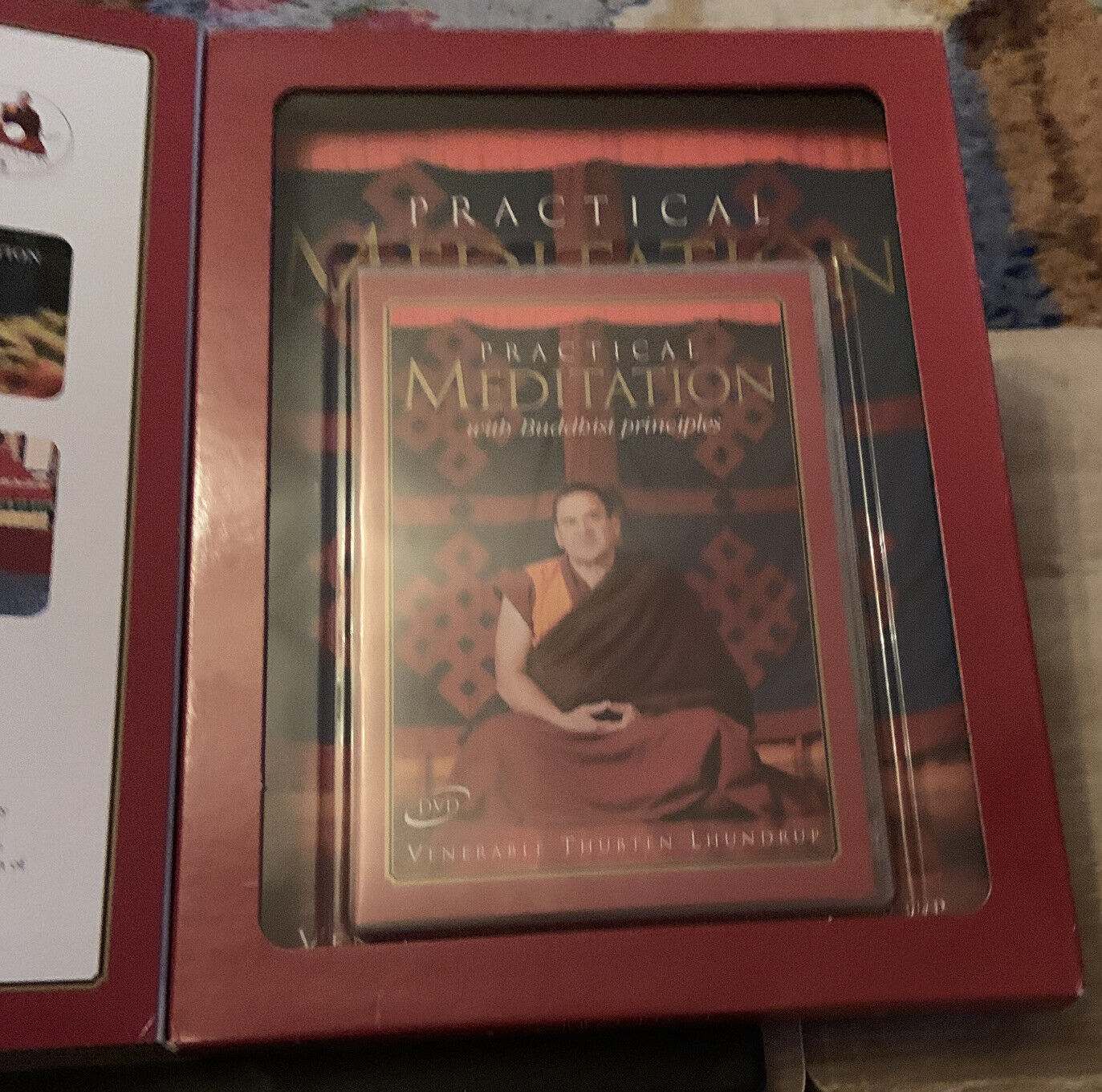 New Practical Meditation Buddhist Principles Large Book and DVD Set Cover Wear
