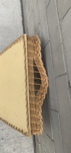 Wicker Basket Rustic 40cm Rectangular Serving Tray Handles Storage Decor A172