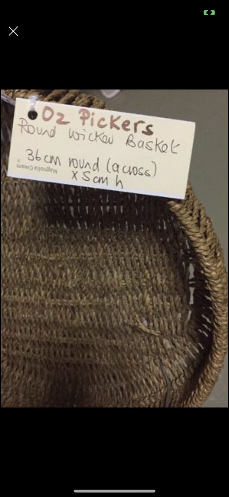 Handmade 1990’s 36cm x 5cm Woven Sisal Jute Round BASKET Tray Steel Frame