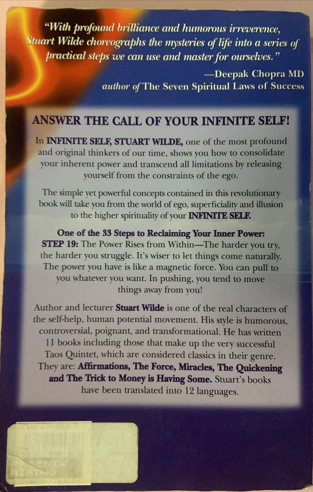 INFINITE SELF 33 Steps to Reclaiming Your Inner by Stuart Wilde Book