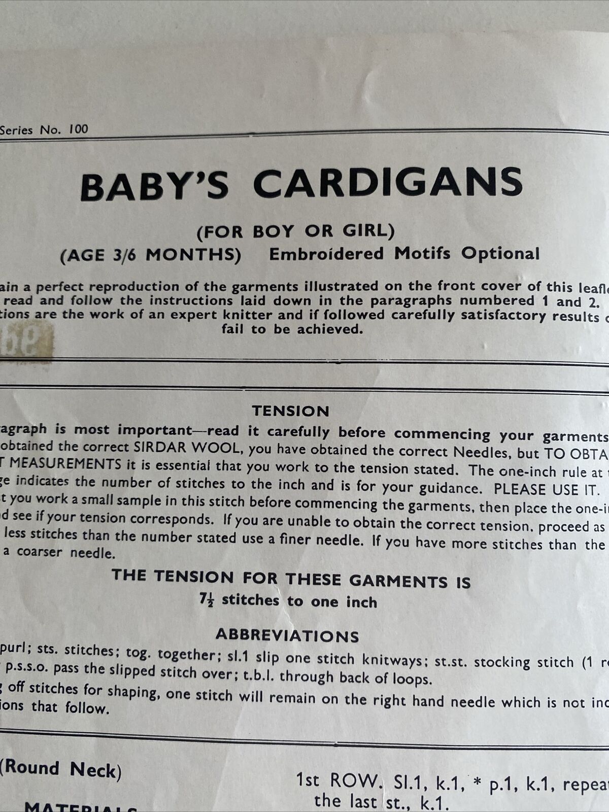 SIRDAR Sunshine Series No 100 BABY KNITTING Patterns Vintage Cardigans Booklet