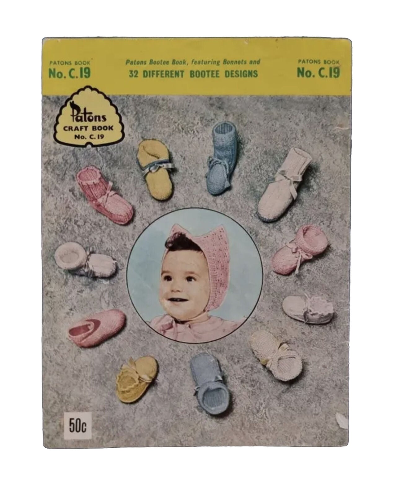 32 Different Bootee Designs Knitting Pattern Baby PATONS Craft Book C19 Vintage