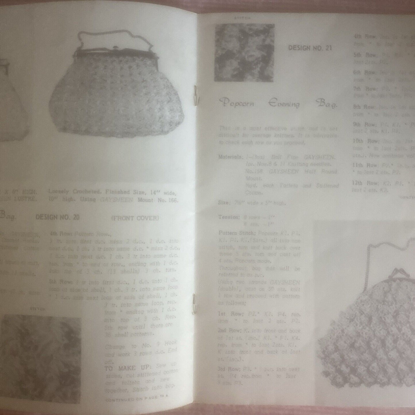 Vintage 1960s HANDBAGS with GAYSHEEN Instruction Book No 2 Crochet PB