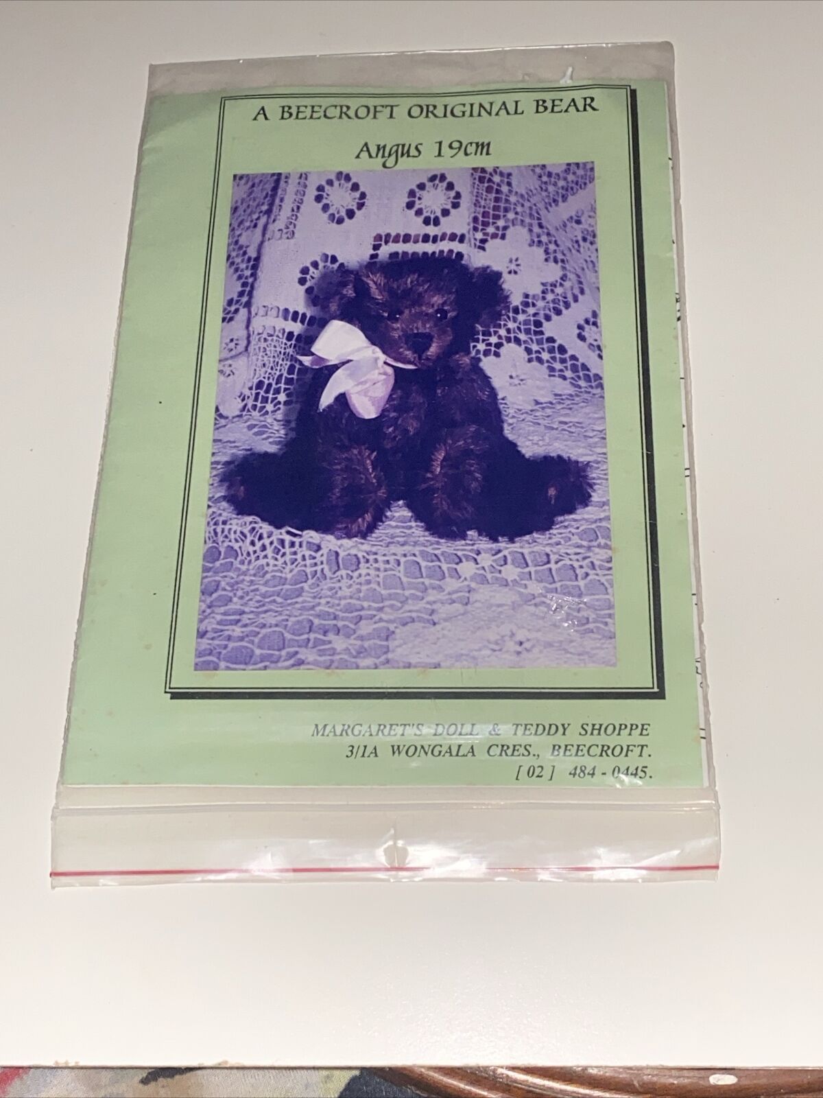 A Beecroft Original Bear “ANGUS” TEDDY BEAR Pattern 19cm Fully Jointed NEW