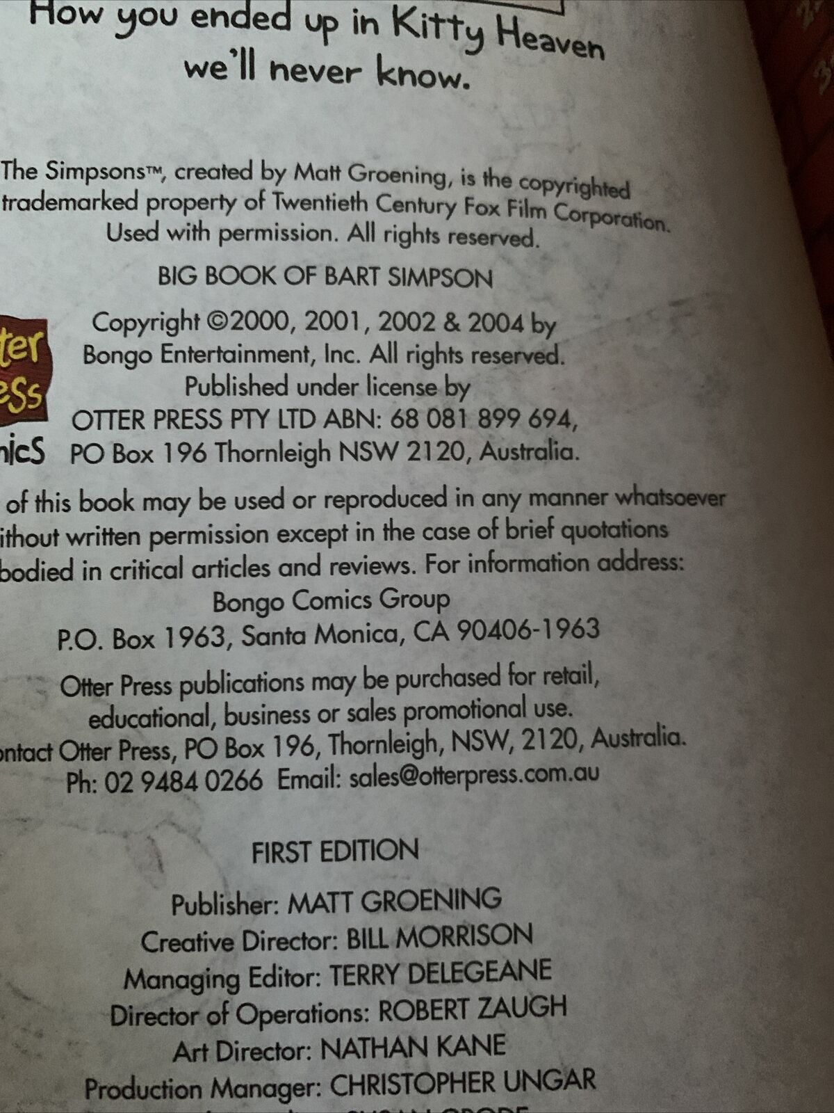 The Simpsons Comics The Big Book of Bart Simpson Matt Groening 2004 1st Edition