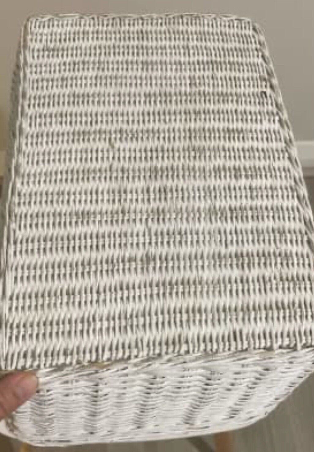 46.5cm Vintage Hand Woven Recrangular Wicker White Market Basket w Handle AE205