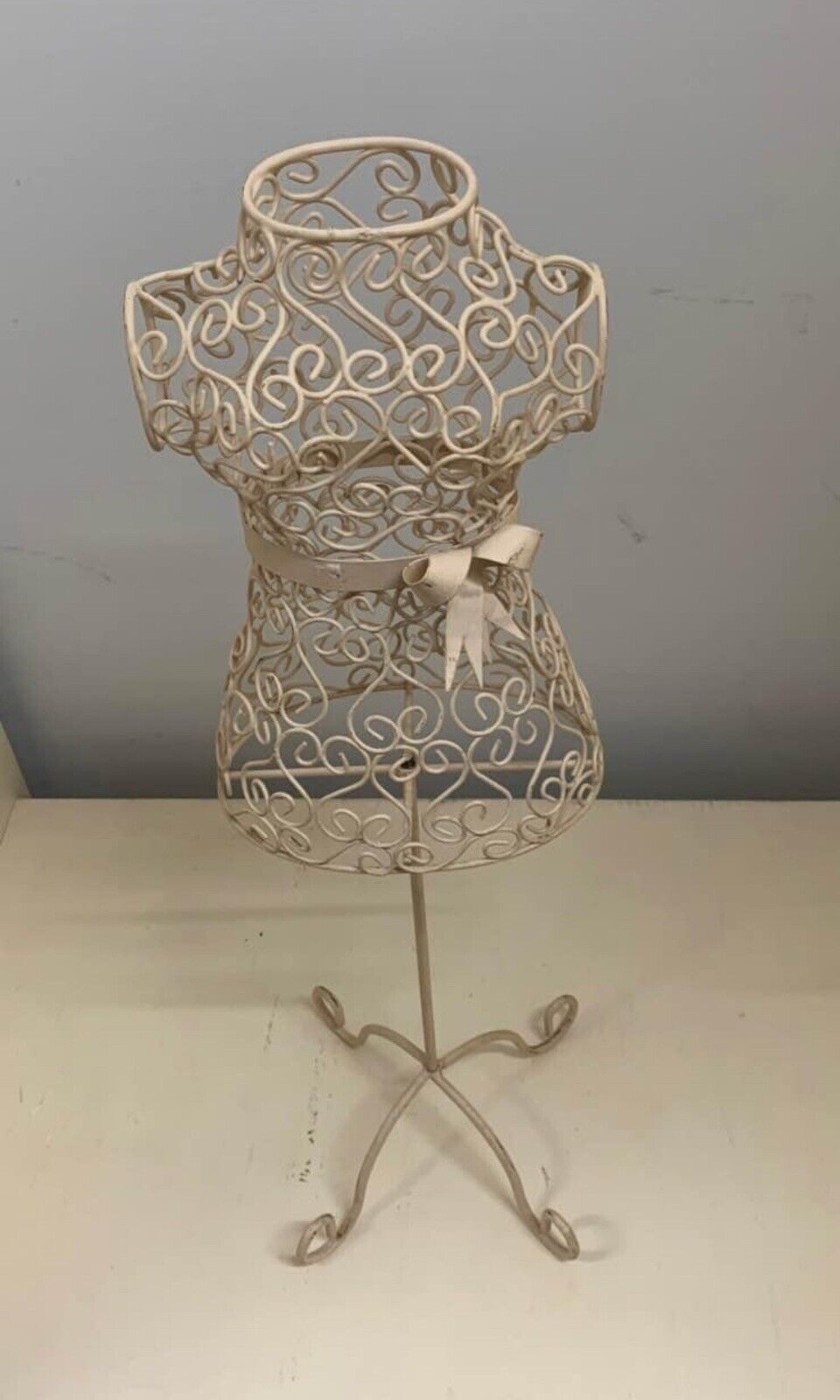 Mannequin Jewellery Holder Freestanding 60cm Wrought Iron Cream Enamel OR Black
