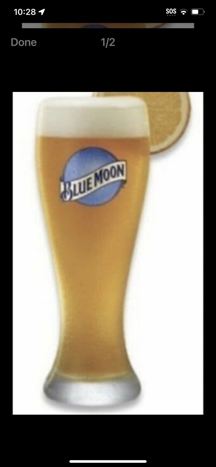 Set of 2 BLUE MOON PILSENER GLASSES 425ml Beer Lager Ale Man Cave Bar NEW