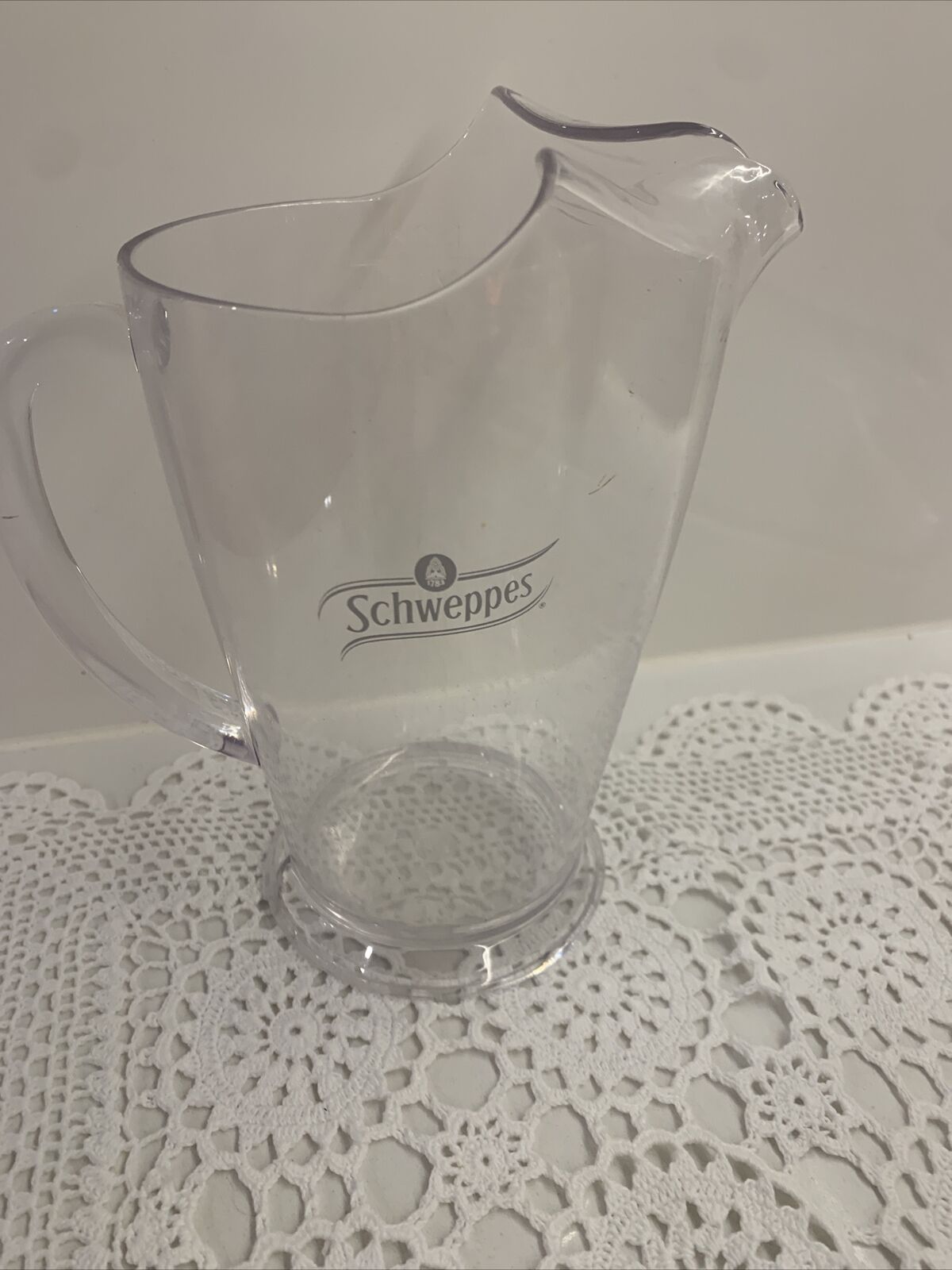 SCHWEPPES Pitcher Drink Jug 140ml Perspex Lemonade Man Cave Bar Fridge