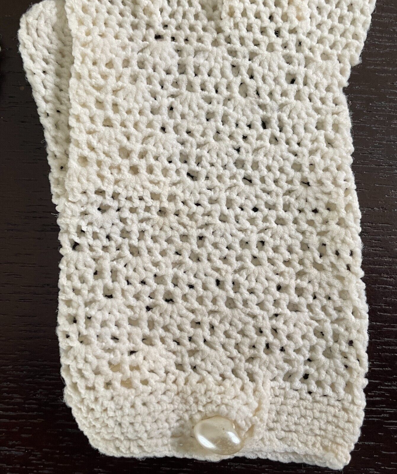 Vintage Crochet Gloves Girls Off White Communion Wedding Gloves Button Trim NEW