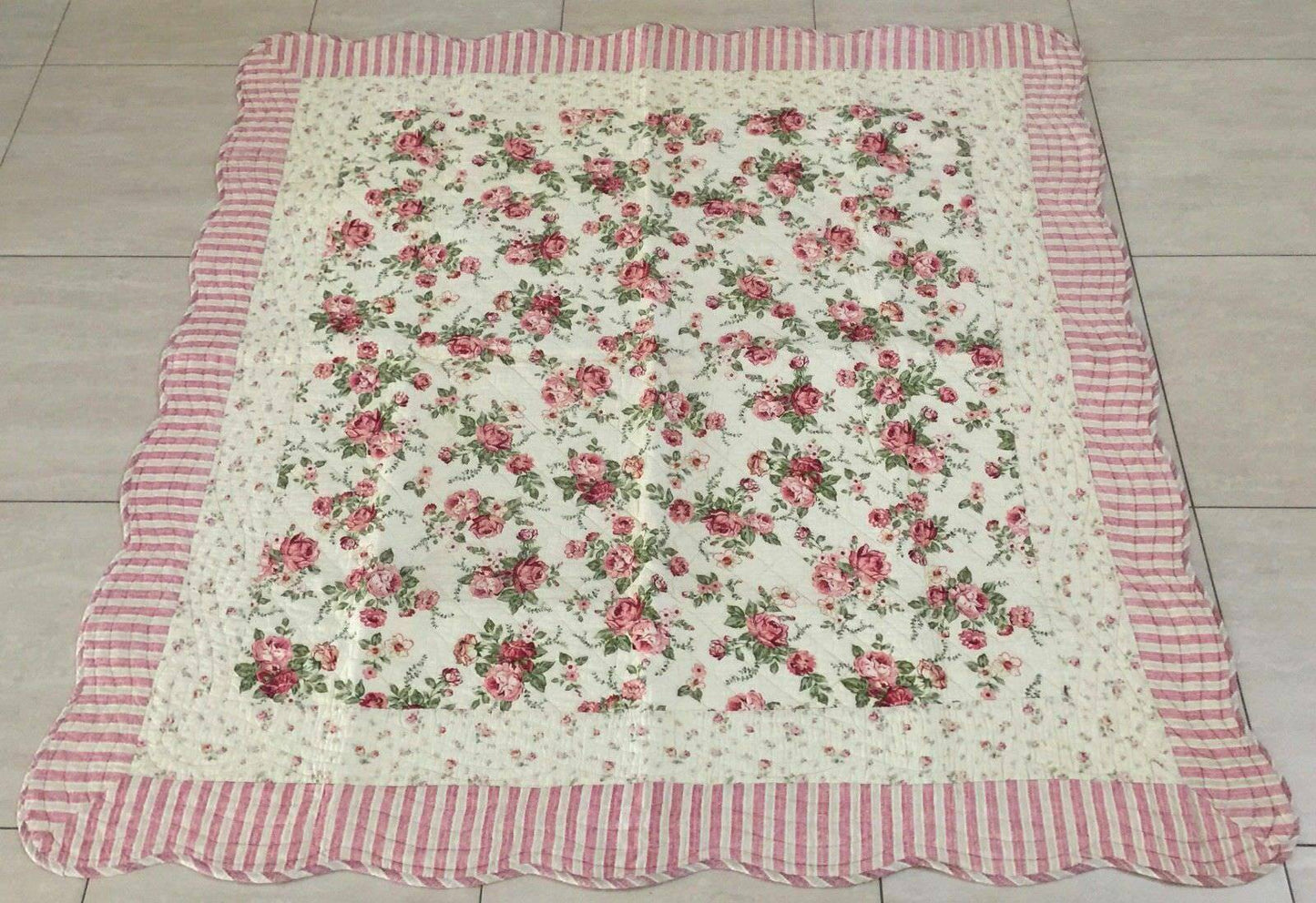 2x GEORGES Cotton Quilted CUSHION COVERS Pink Floral Pillowcases Victoriana NEW
