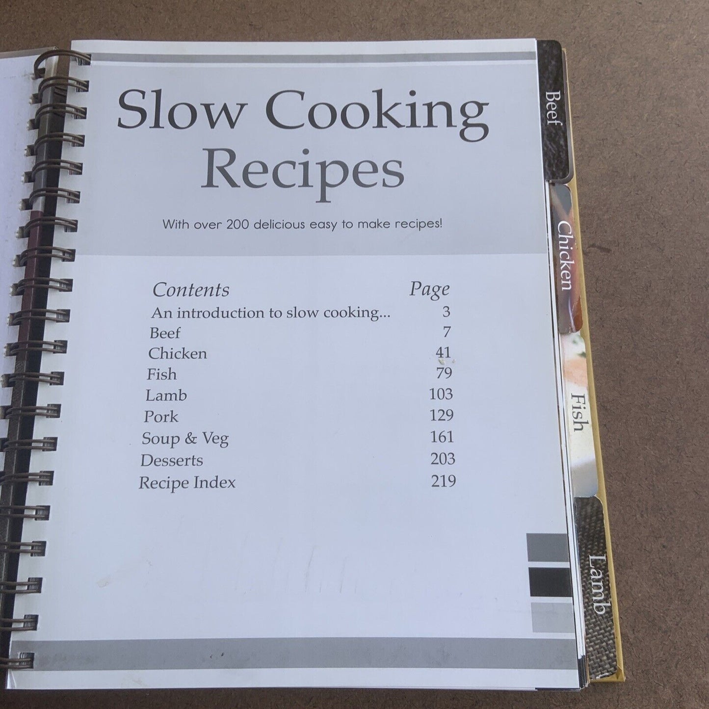 Cookbook SLOW COOKING RECIPES Sara Porter Spiral Bound Glossy Wipe Clean HC 2011