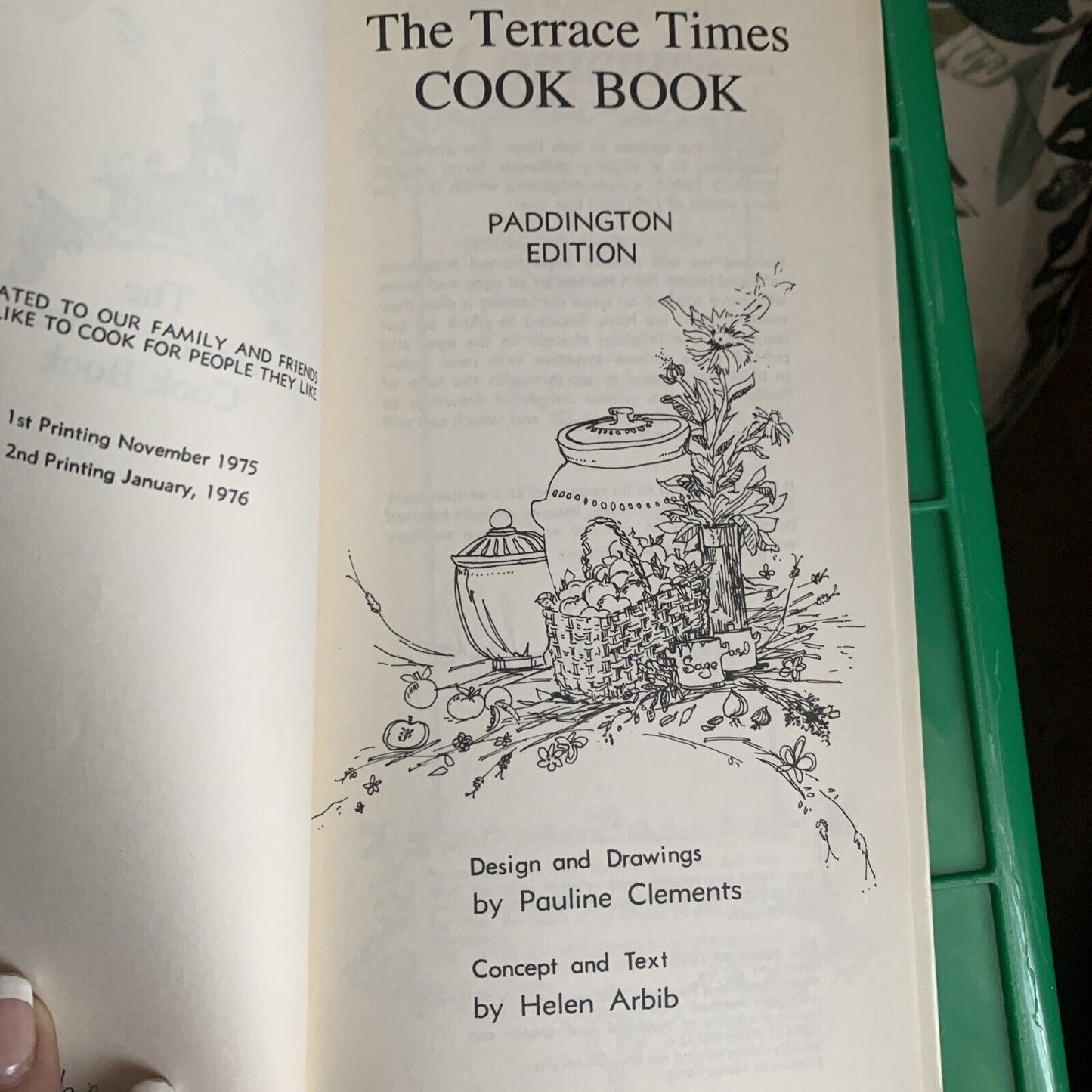 Cookbook The TERRACE TIMES Paddington Edition Slim HC Helen Arbib 1976 Recipes