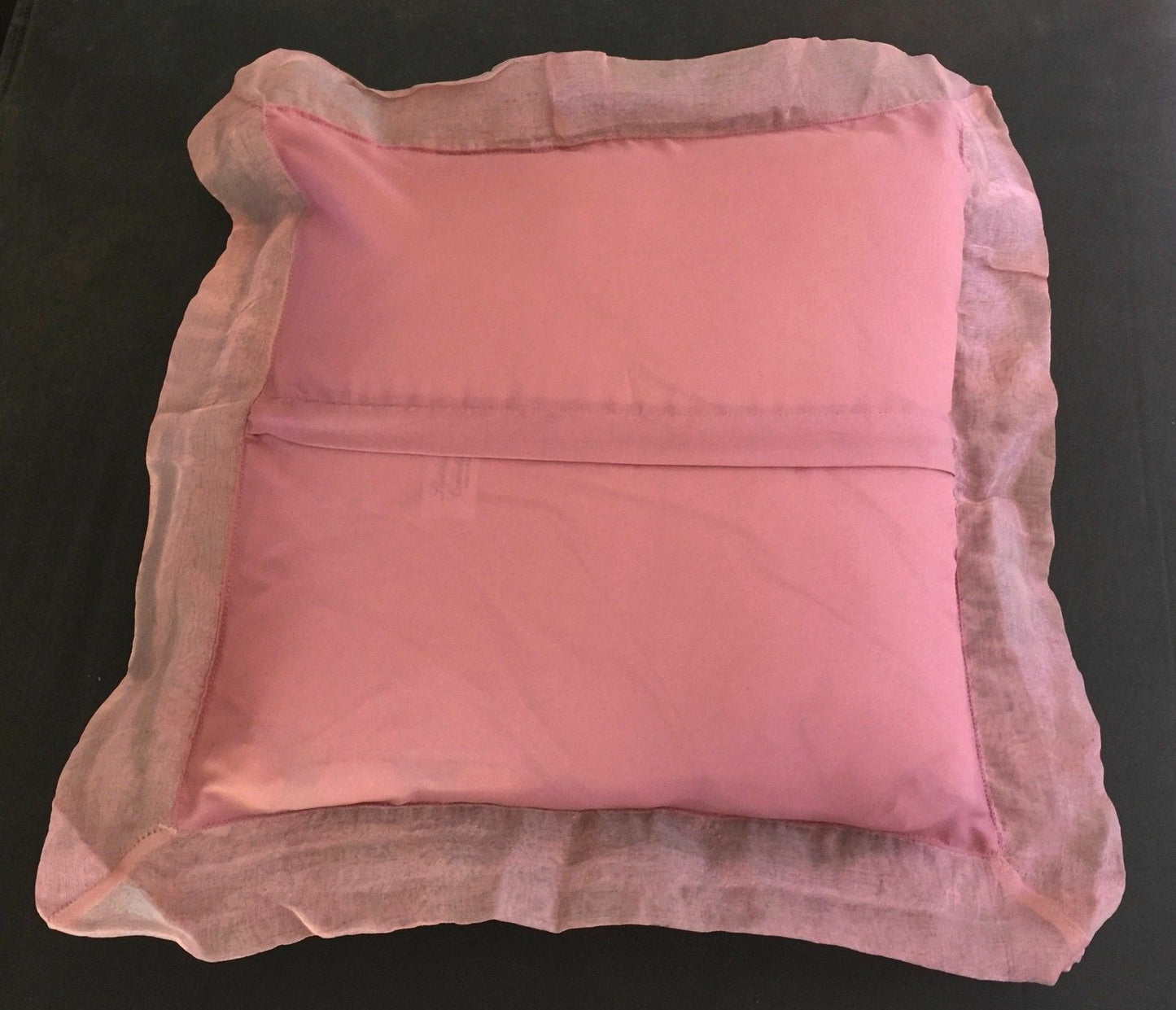New Pink Cushion Cover w Beading Standard Size Glass Beads Luxe Gold Thread