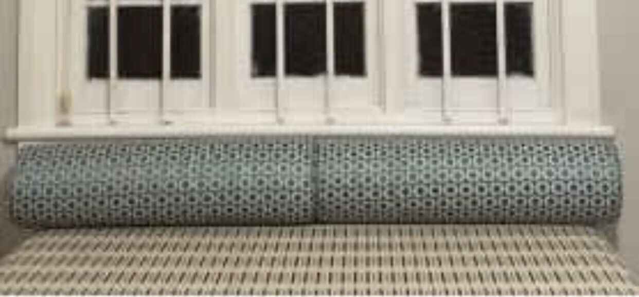 Pair 182x21cm BOLSTERS Metallic Green Fabric with White Circle Design Firm Foam