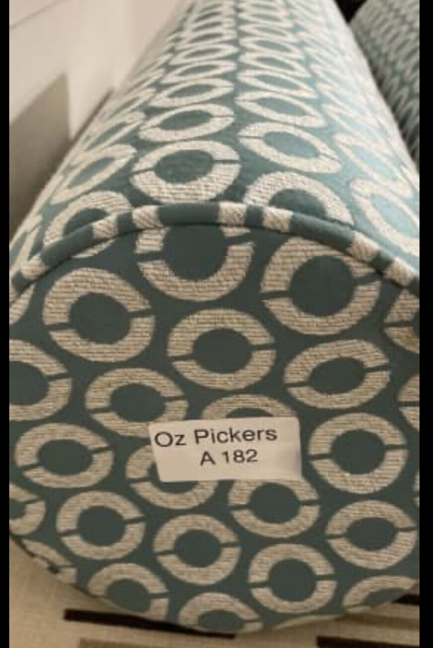 Pair 182x21cm BOLSTERS Metallic Green Fabric with White Circle Design Firm Foam