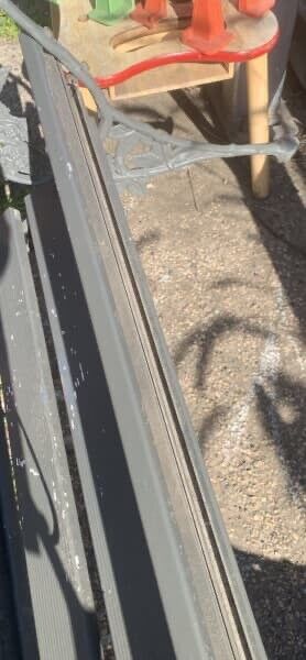 Outdoor Garden Bench Aluminium Cast Legs w Raspberry Vine 182cm Long Alum Slats