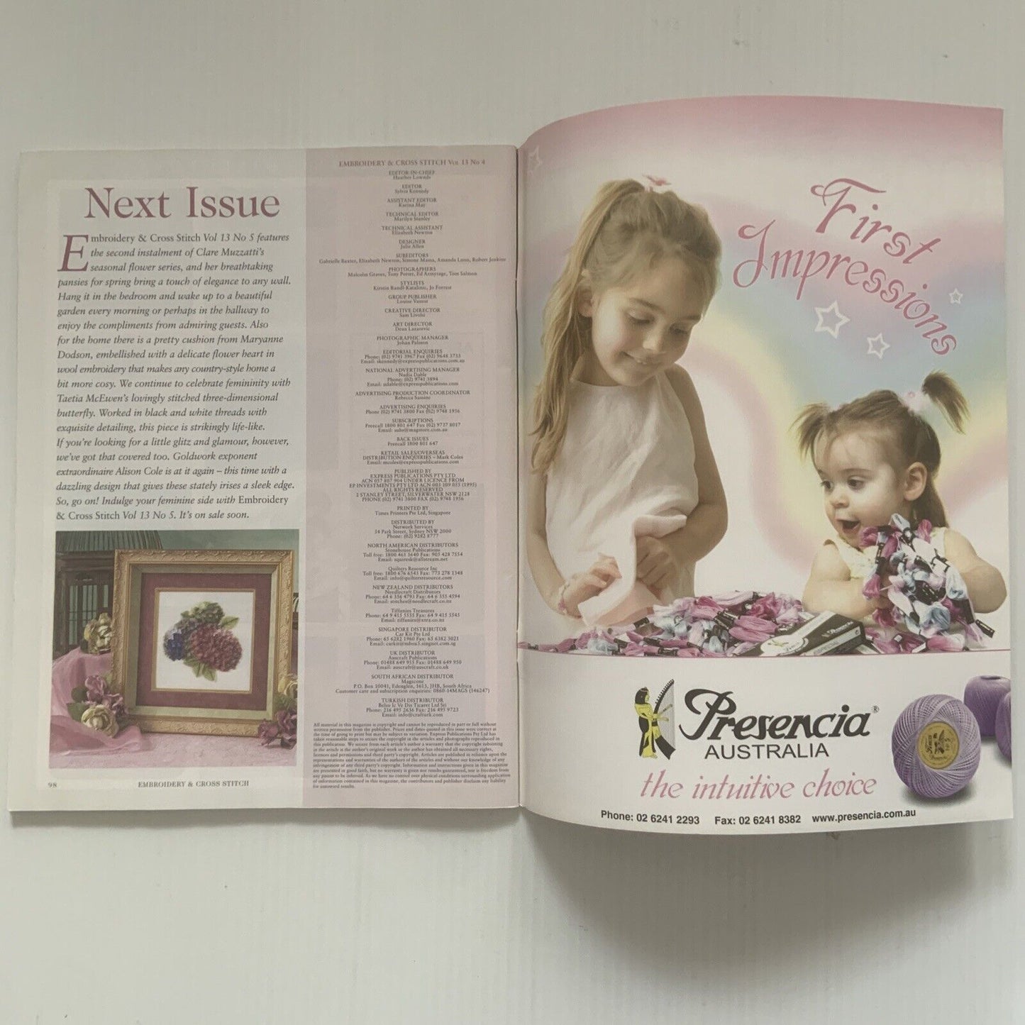 Magazine Embroidery & Cross Stitch Vol 13 No 4 Pattern Sheet 2006 13 Project NEW