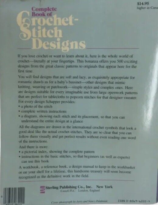Complete Book Crochet Stitch Designs 500 Classic & Original Linda Schapper 1985