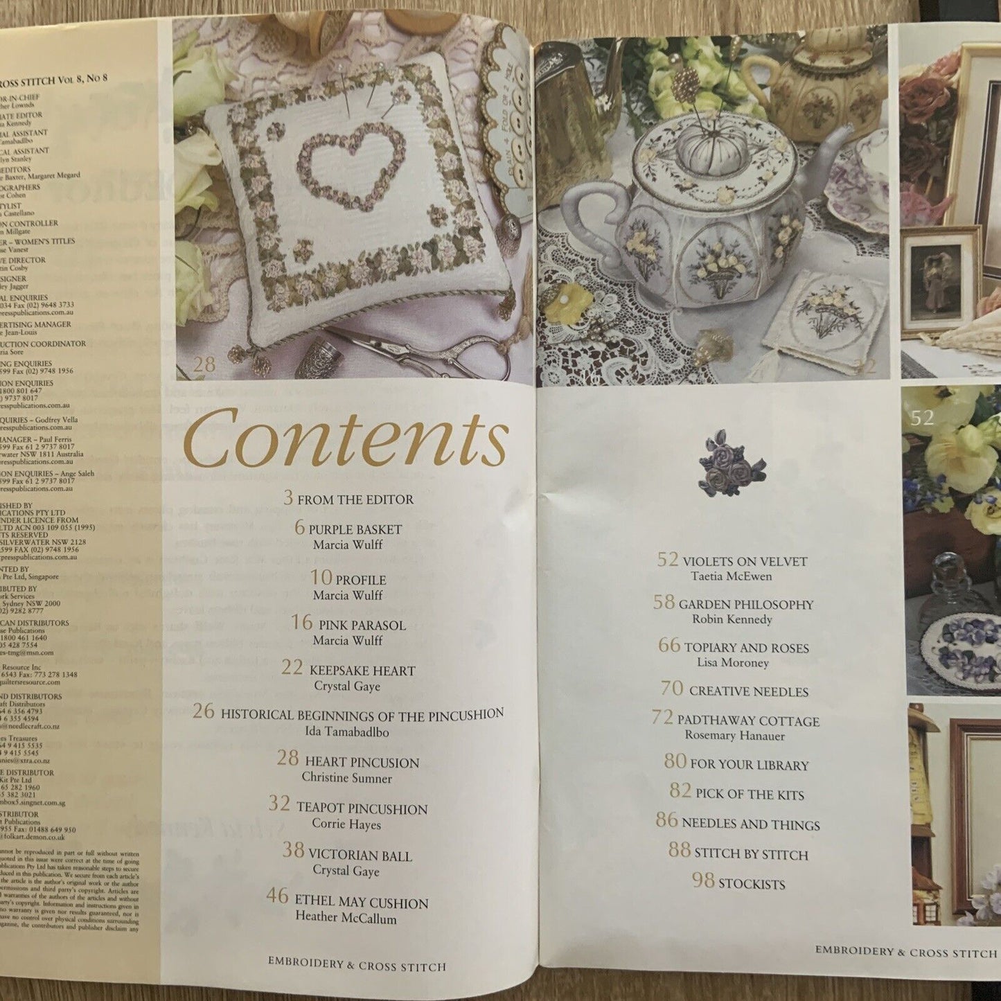 Magazine EMBROIDERY & CROSS STITCH Vol 8 No 8 Elegant Ribbon HAND CRAFT 98 Page