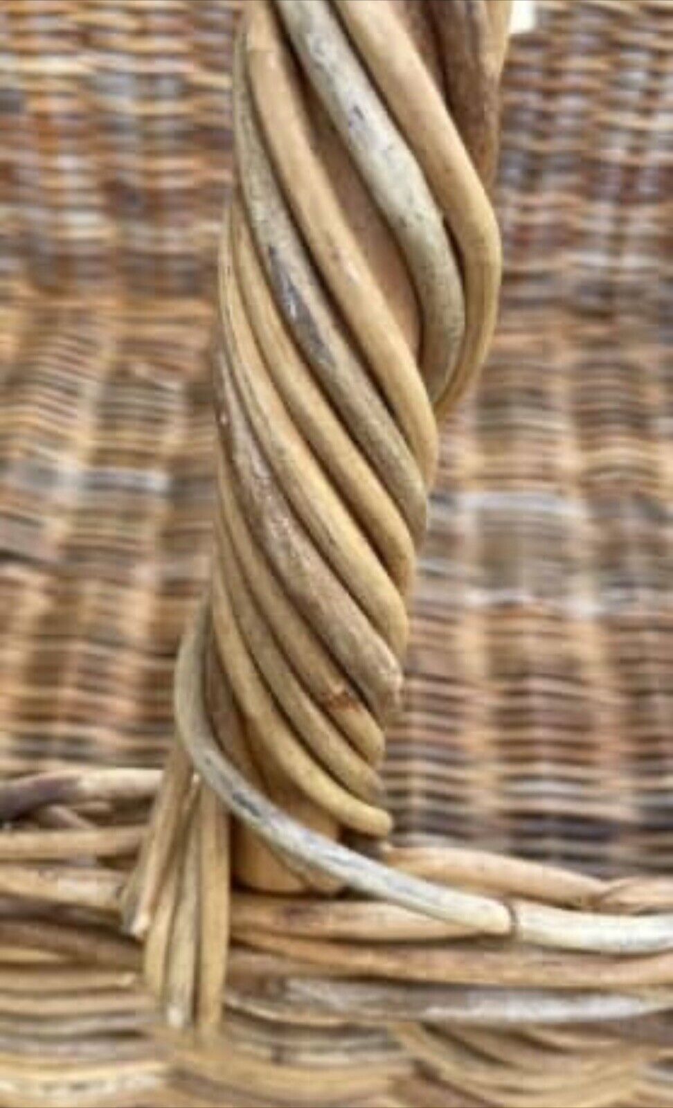 Vintage Picnic Basket 47cm Bamboo Cane Market Hamper Open Carry Handle Trug AE93