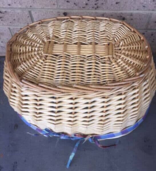 Picnic Basket 49cm LIGHT CANE BASKET Linerd Hinged Handles Open Top Market Trug