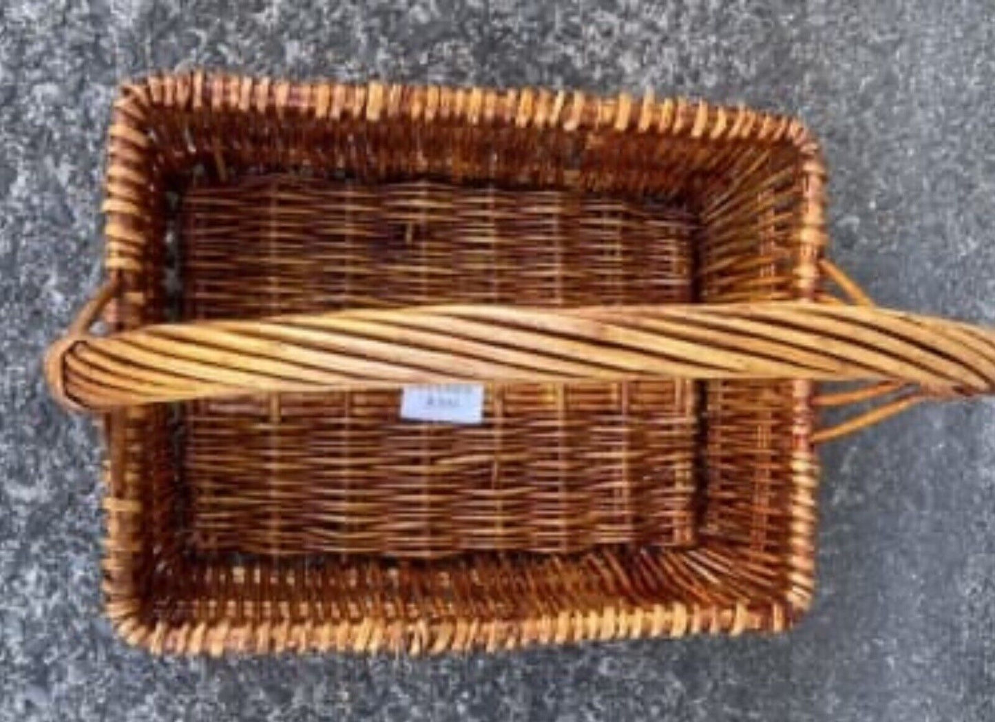 42cm Picnic Basket Brown Bamboo Cane Bread Market Gift Hamper Flowers Toys AE94