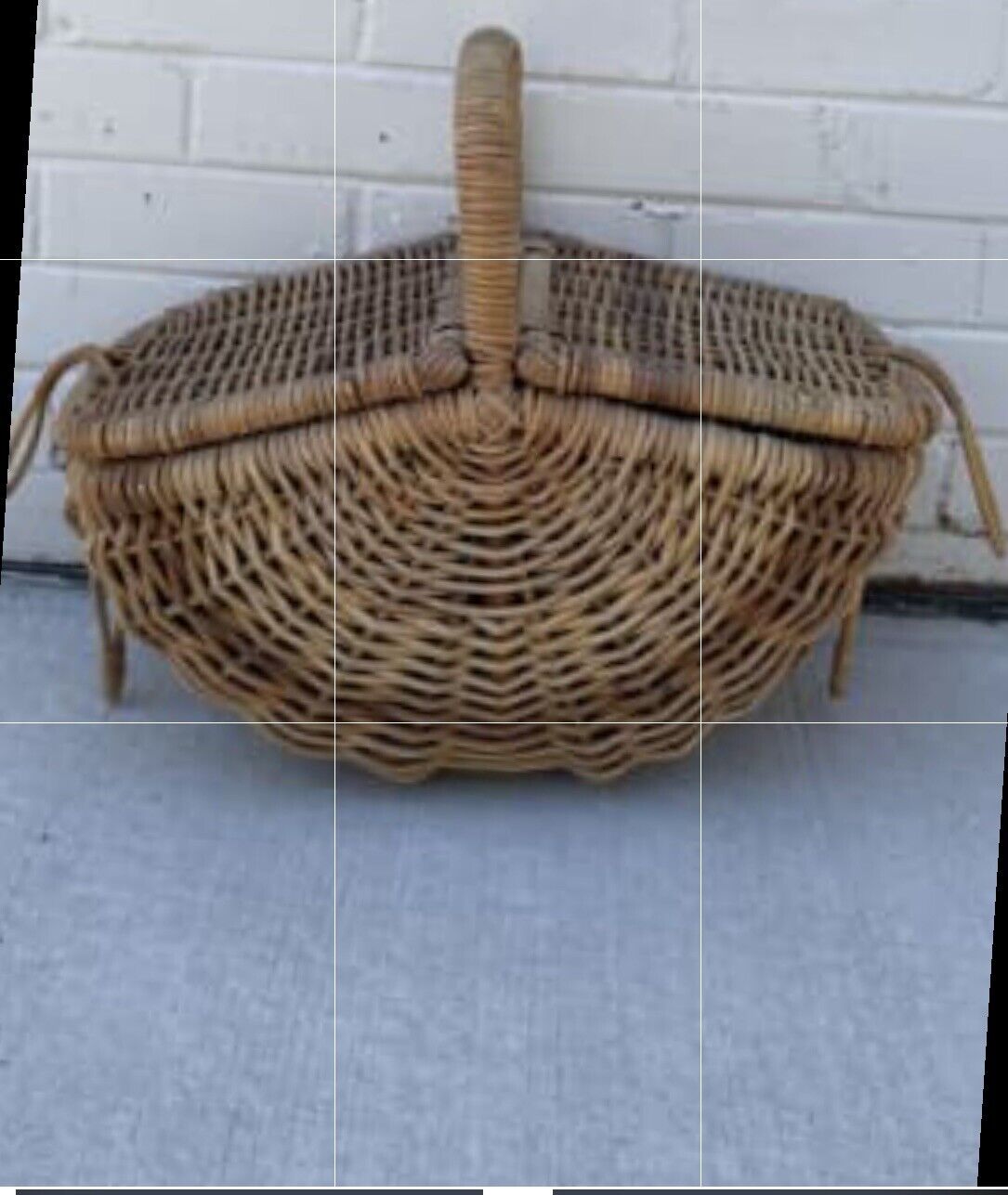 Picnic Basket Large 50cm French Natural Thick Bamboo Cane Hamper Handle AE61