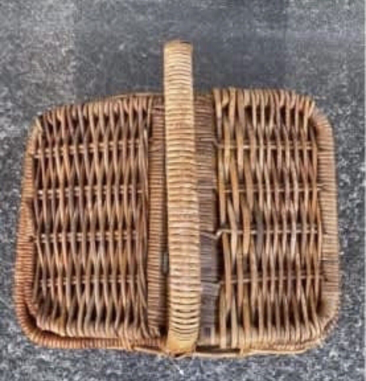 Vintage Picnic Basket 44cm Cane Market Flowers Beach Toys Display AE96 Heavy