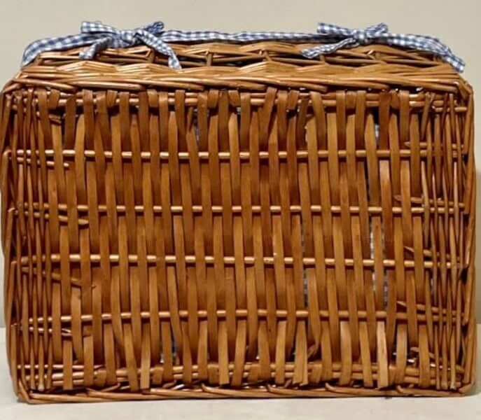 Picnic Basket English Style Retro 42cm Wicker Gift Hamper Blue White Check AE325