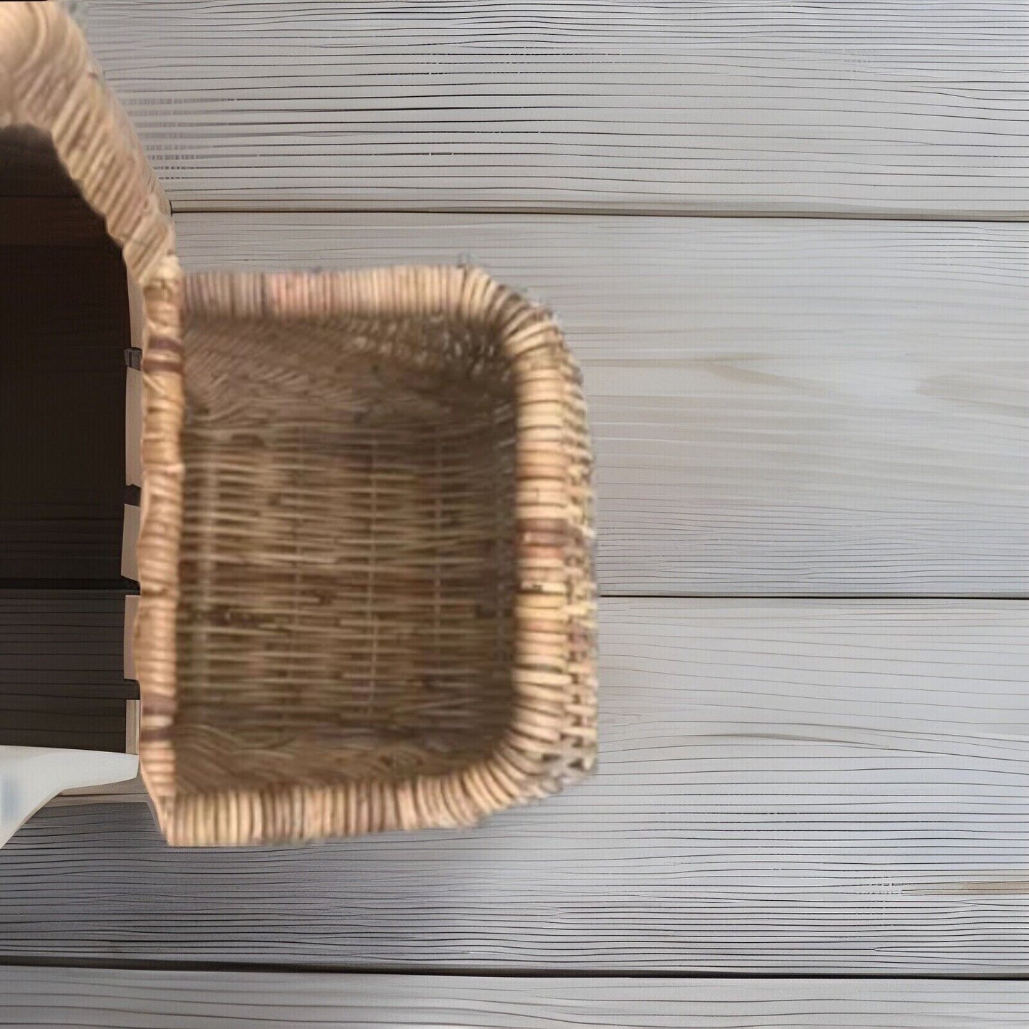 Vintage Picnic Basket HAMPER 60cm BAMBOO CANE FRENCH ENGLISH Style Storage DE