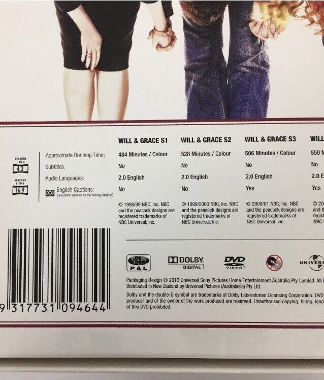 DVD Box Set WILL AND GRACE The Complete Collection 8 Seasons 2012 Comedy