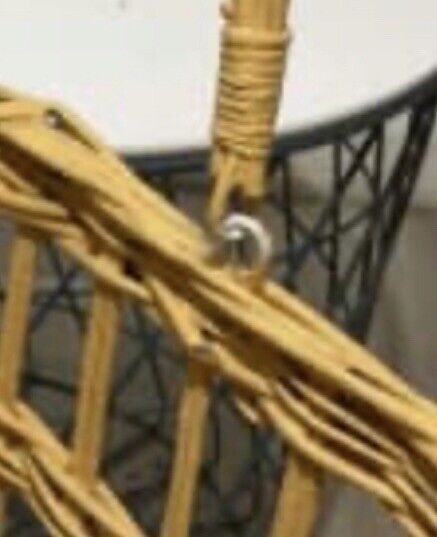Cane Bamboo Basket Coastal Vintage 30.5cm Yellow Painted Woven Hanging AE184