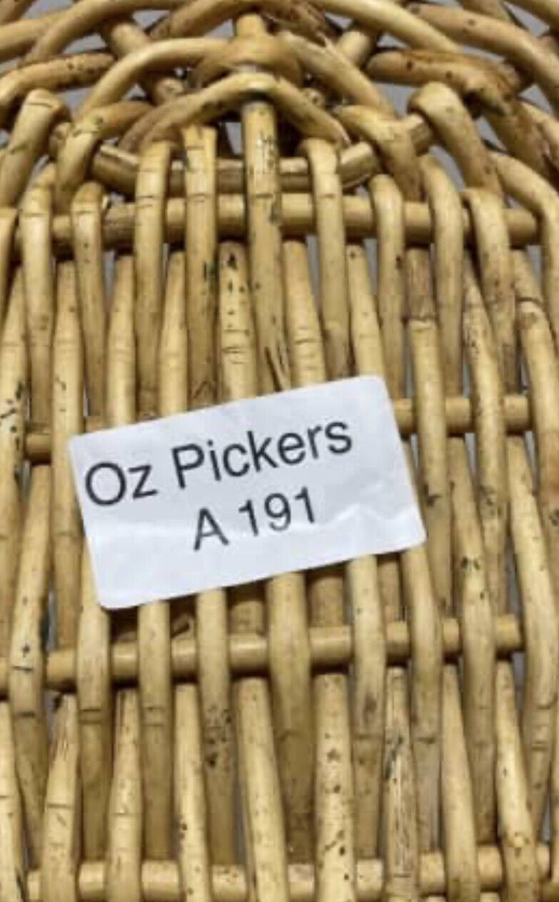 Cane Serving Tray Basket Vintage 46cm Oval Heavy Woven Wicker Handles AE191