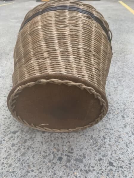 Rustic Wicker Basket Vintage 1960s 25cm Woven planter pot holder storage DE