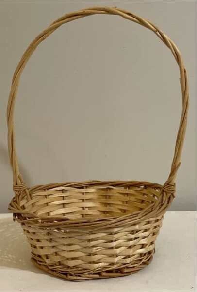 Round Basket 22cm Split Cane Flower Girl Gift Hamper Handle Storage Decor AE351